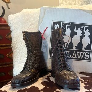 Brown Hornback Gator Leather Combat Boots. Handmade!